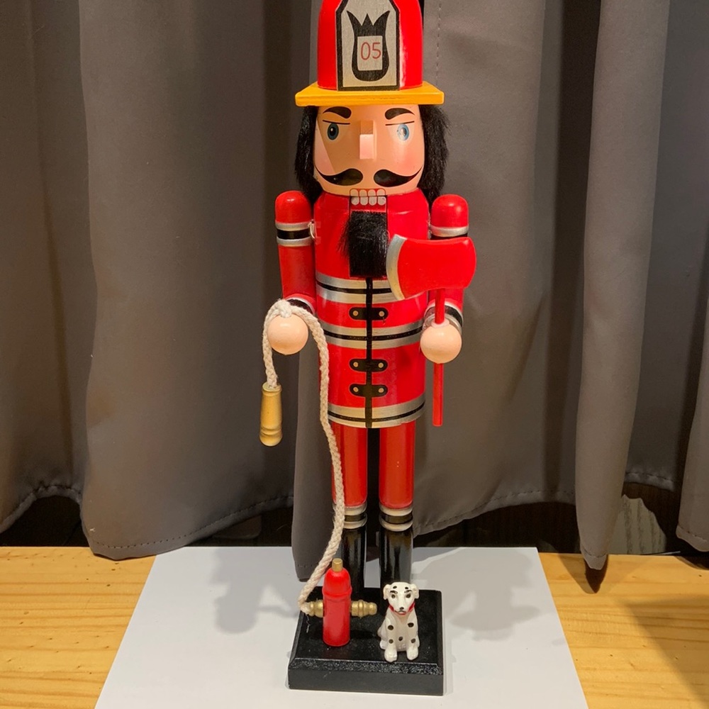 Fire fighter nutcracker with nice detail.